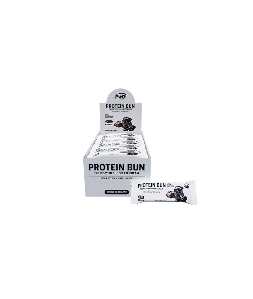 PROTEIN BUN es un delicioso bizcocho de chocolate relleno de cuatro posibles sabores. Aporta un 20% de proteína y solo un 0,3g.
