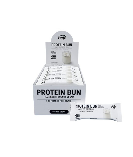 PROTEIN BUN es un delicioso bizcocho de chocolate relleno de cuatro posibles sabores. Aporta un 20% de proteína y solo un 0,3g.