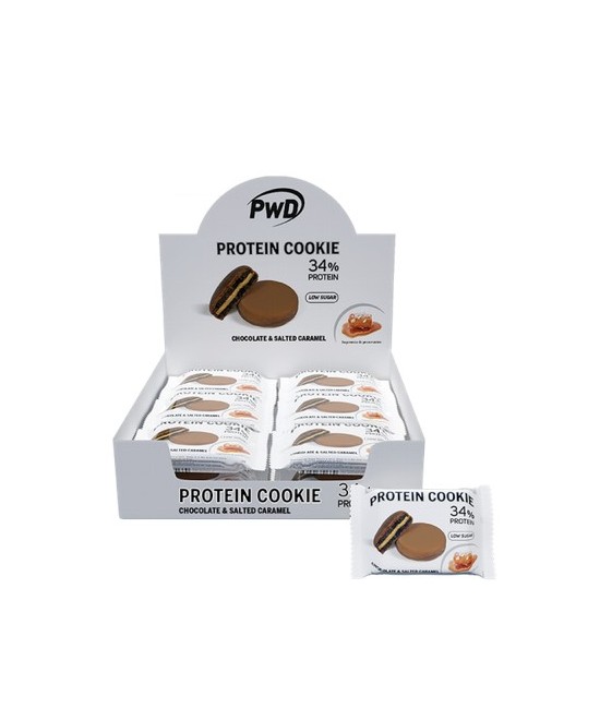PROTEIN COOKIE son galletas rellenas con cobertura de chocolate con leche o chocolate blanco que contienen hasta un 34% de prot