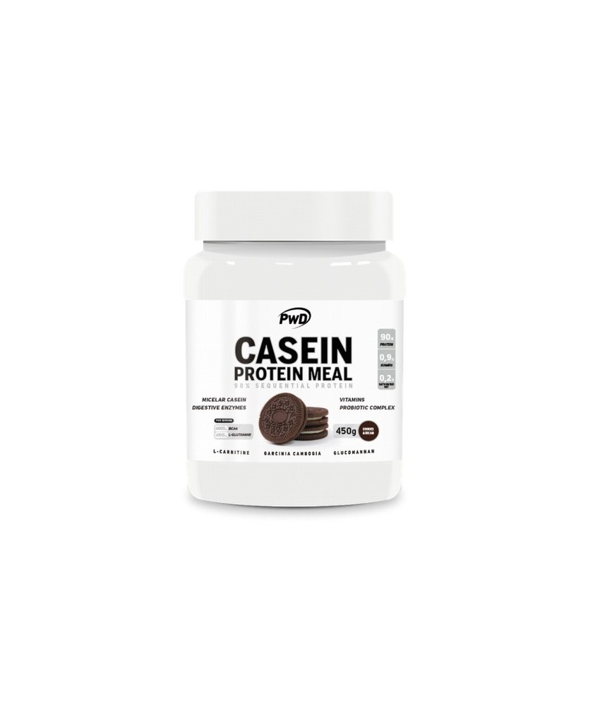 Cookies & Cream
Ingredientes: Aislado de proteínas de leche (80% caseína micelar/ 20% aislado de suero, emulgente (lecitina de