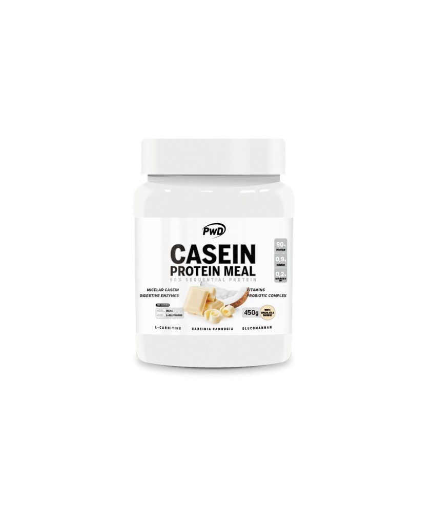 White Chocolate & Coconut
Ingredientes: Aislado de proteínas de leche (80% caseína micelar/ 20% aislado de suero, emulgente (l