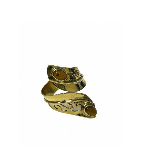 TRI.ANILLO AJUSTABLE BRONCE PIEDRA MARRON ART DECO