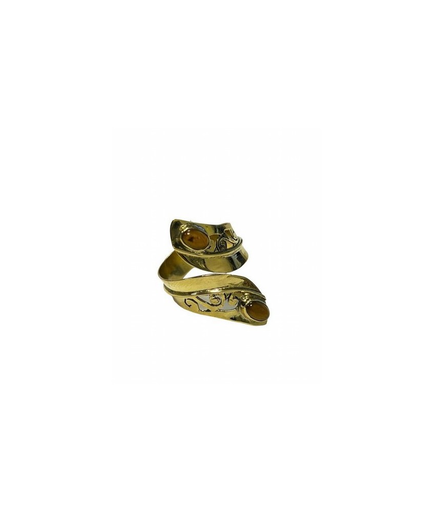 TRI.ANILLO AJUSTABLE BRONCE PIEDRA MARRON ART DECO