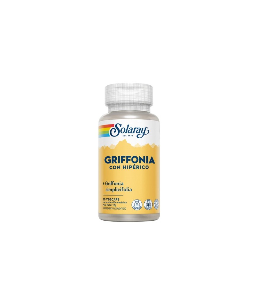 Griffonia (94% 5HTP) Con Hipérico- 30 Vegcaps
REF.36665
CONTENIDO MEDIO (POR VEGCAP)
Hipérico (Hypericum perforatum) (parte 
