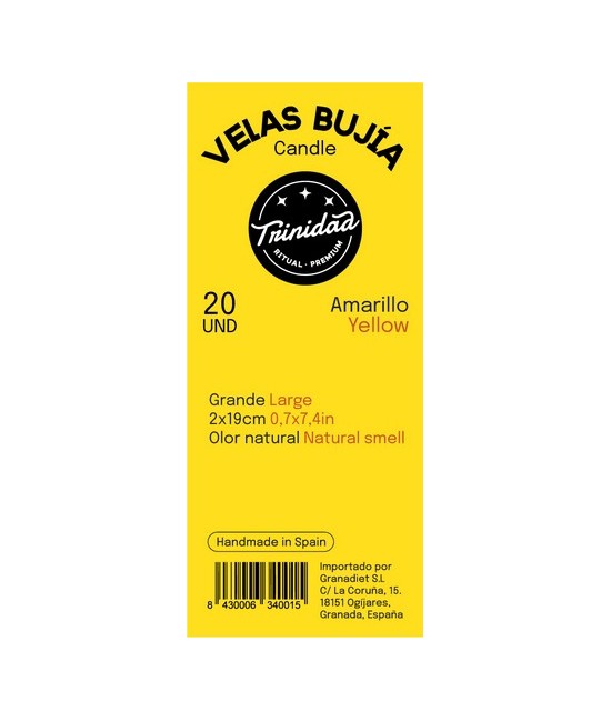 TRI.VELAS BUJIA AMARILLO 2 X 19 CM.