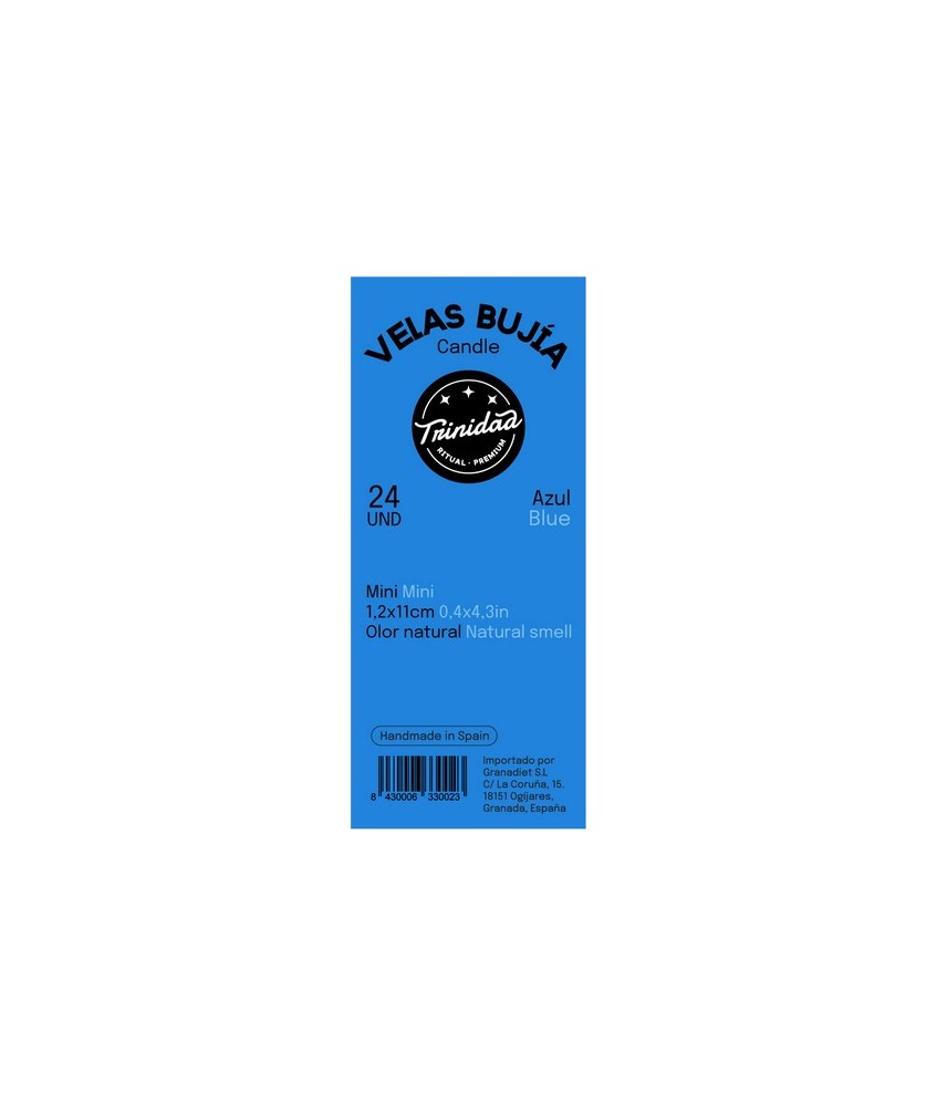 TRI.VELAS BUJIA AZUL OSCURO 2 X 19 CM.