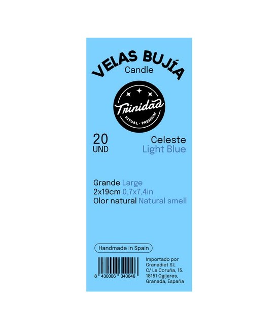 TRI.VELAS BUJIA CELESTE 2 X 19 CM.
