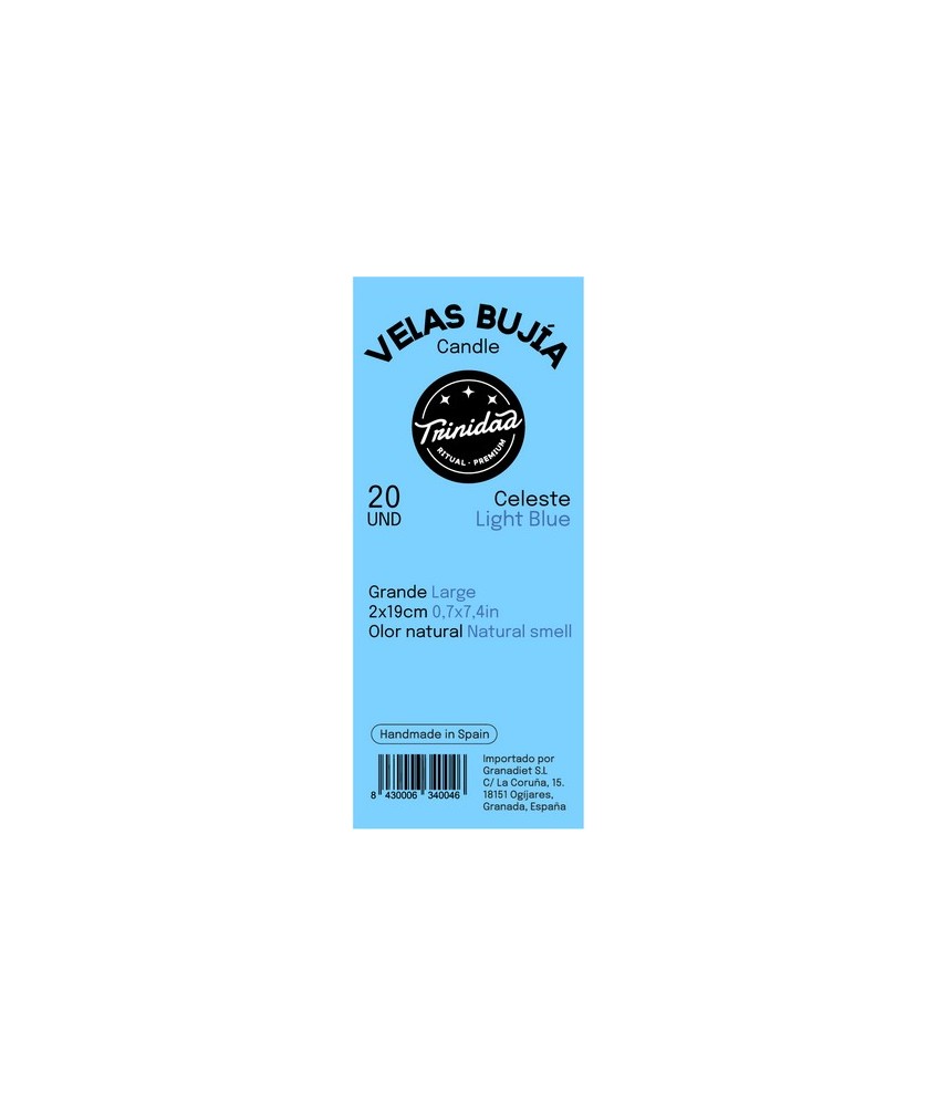 TRI.VELAS BUJIA CELESTE 2 X 19 CM.