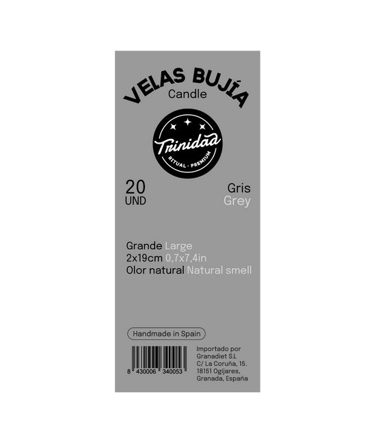TRI.VELAS BUJIA GRIS 2 X 19 CM.