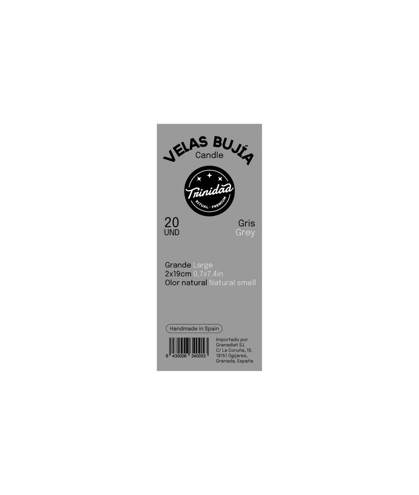 TRI.VELAS BUJIA GRIS 2 X 19 CM.