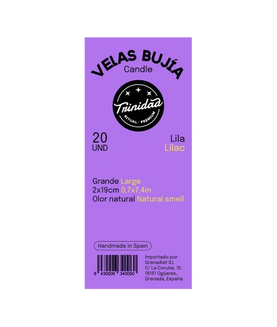 TRI.VELAS BUJIA LILA 2 X 19 CM.