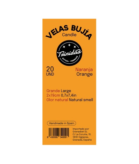 TRI.VELAS BUJIA NARANJA 2 X 19 CM.