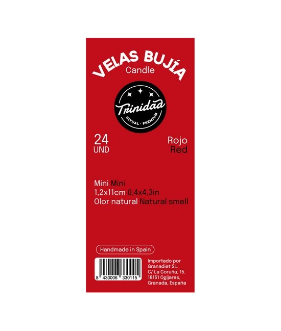 TRI.VELAS BUJIA ROJO 2 X 19 CM.