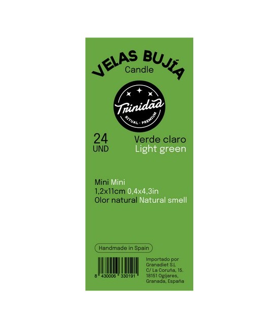 TRI.VELAS BUJIA VERDE CLARO 2 X 19 CM.