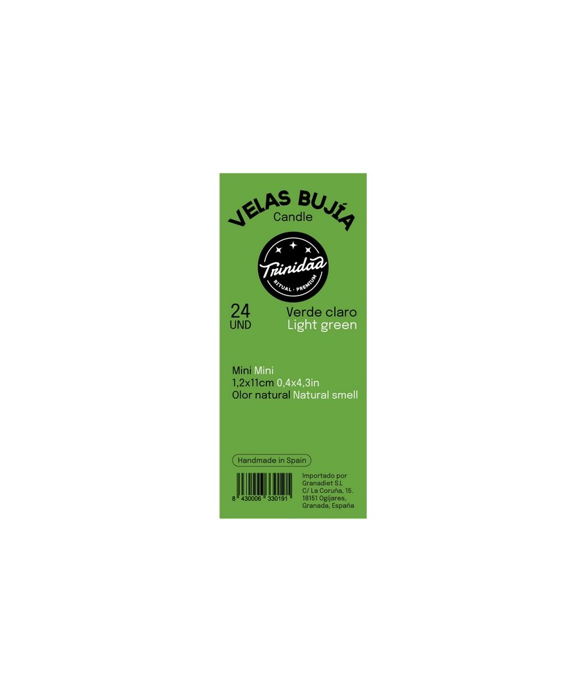 TRI.VELAS BUJIA VERDE CLARO 2 X 19 CM.