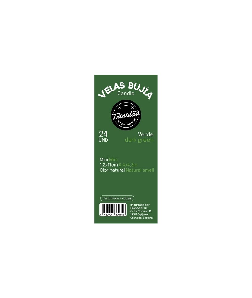TRI.VELAS BUJIA VERDE OSCURO 2 X 19 CM.