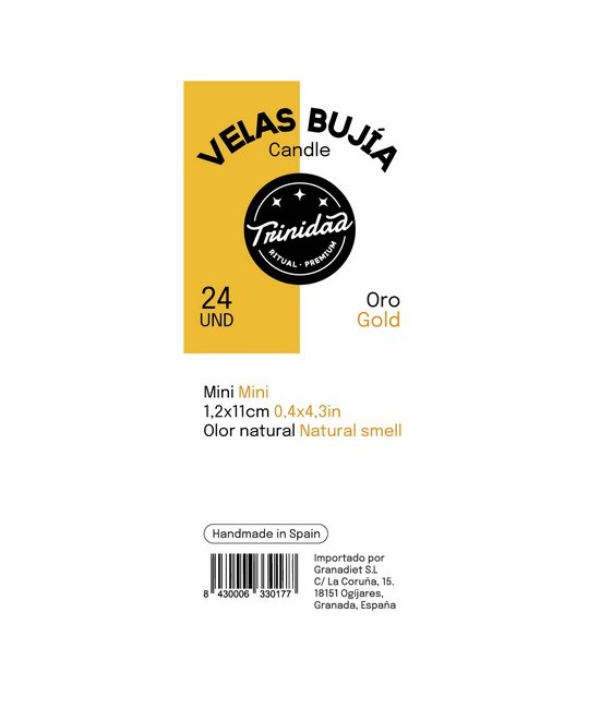 TRI.VELAS BUJIA DORADO ORO 2,1  X 19 CM.