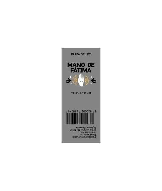 TRI.MEDALLA PLATA MANO FATIMA PLANA 2 CM.