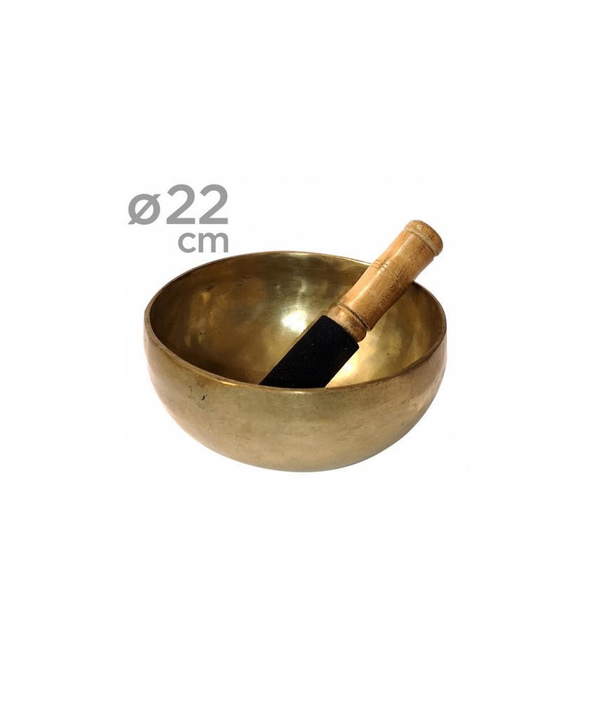 Cuenco de bronce de 22cm. de diametro aprox.
Manufacturados en la INDIA.
Se incluye bastón de madera natural.