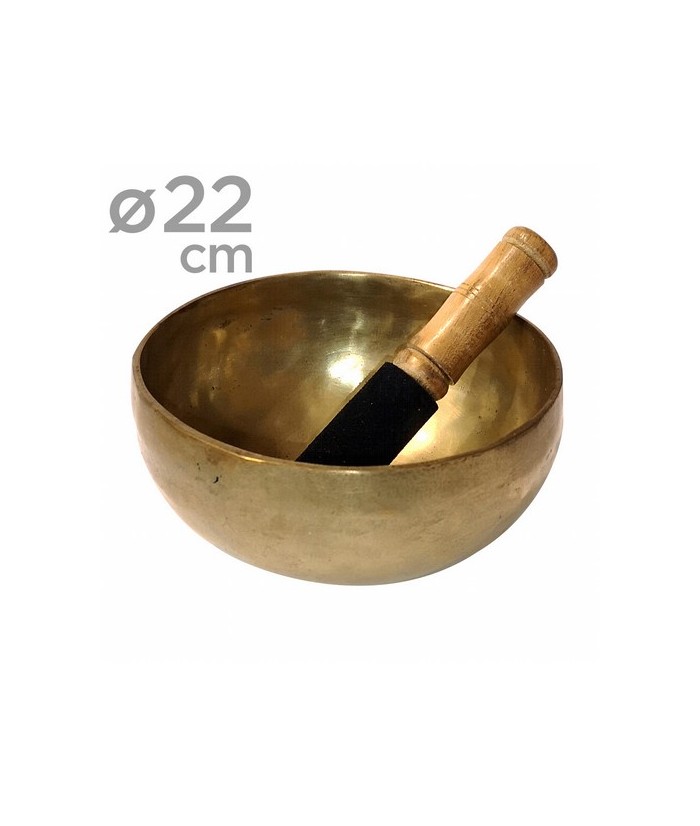 Cuenco de bronce de 22cm. de diametro aprox.
Manufacturados en la INDIA.
Se incluye bastón de madera natural.