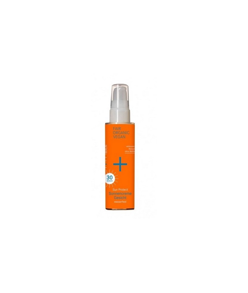 Crema solar facial natural con filtros minerales SPF30. Protección alta, segura y bien tolerada por todo tipo de pieles, inclui