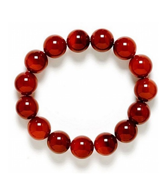 Pulsera de 15 bolas de Carneola pulida de 12 mm.
Engarce de goma elástica