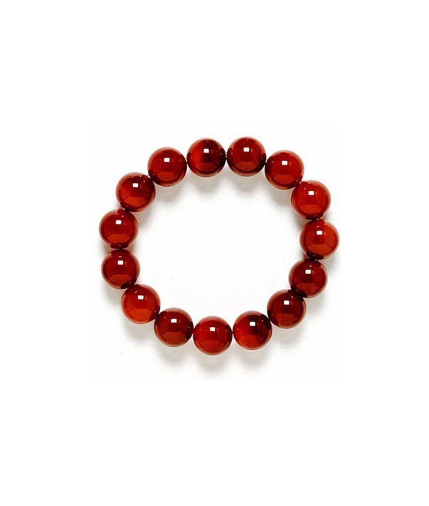 Pulsera de 15 bolas de Carneola pulida de 12 mm.
Engarce de goma elástica