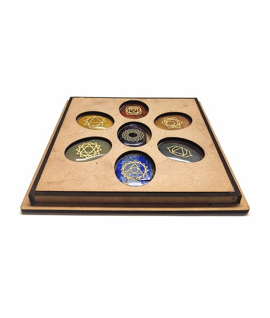KU.CAJA SET CHAKRA MADERA CUADRADA CHAKRA 16x16X1,2 CM.