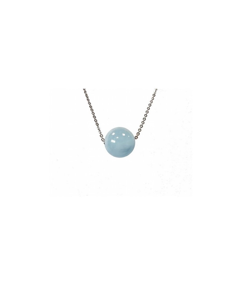 TRI.COLLAR AGUAMARINA BOLA 12 MM.