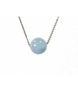 TRI.COLLAR AGUAMARINA BOLA 12 MM.
