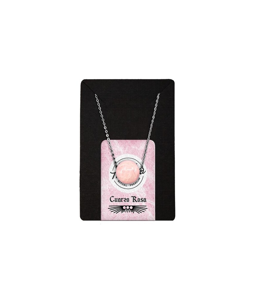 TRI.COLLAR CUARZO ROSA BOLA 12 MM.