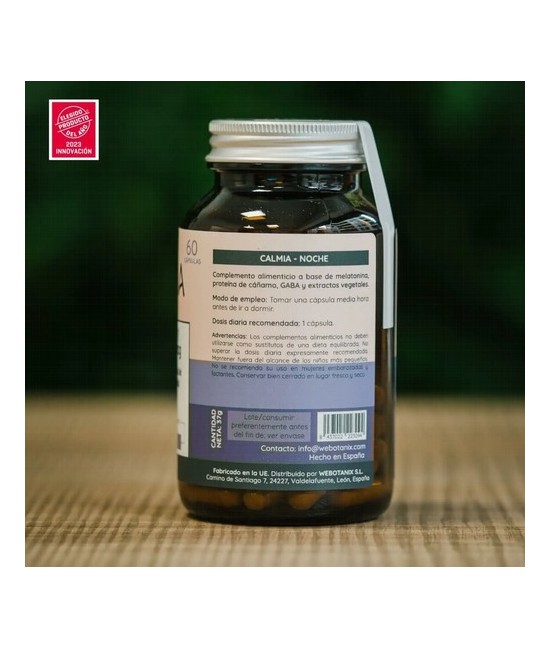 Calmia Noche

Complemento alimenticio a base de melatonina, proteína de cáñamo, GABA y extractos vegetales que favorece un de