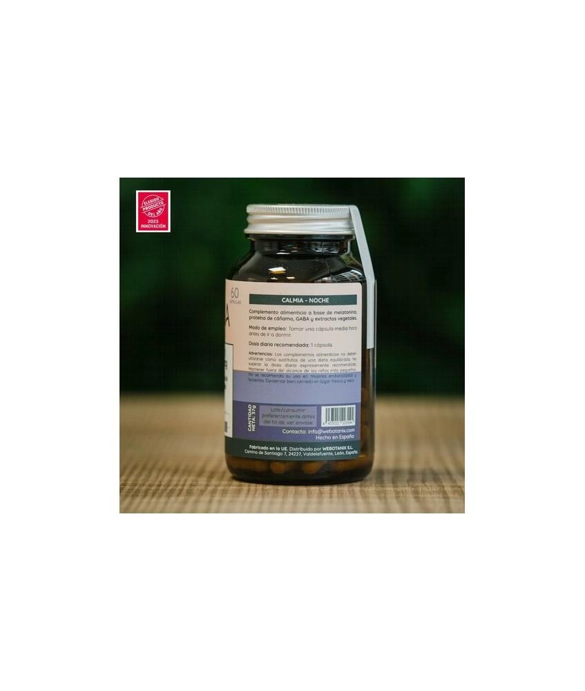 Calmia Noche

Complemento alimenticio a base de melatonina, proteína de cáñamo, GABA y extractos vegetales que favorece un de