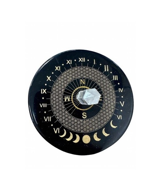 Placa Onix negro flor de la vida con cristal de roca 8cm
SUP-ONYX02 Origen: India
Plato atrapasoles de ónix negro estampado d