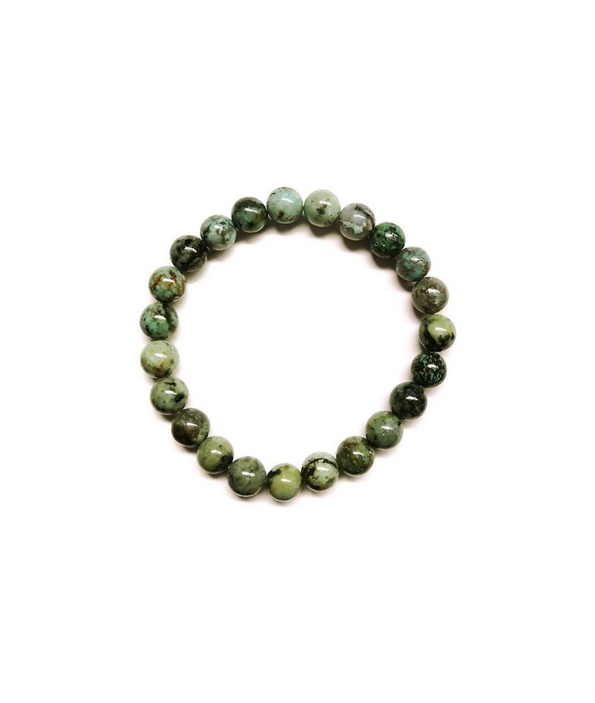 Pulsera Turquesa Africana elástica de bolitas de 8 mm.