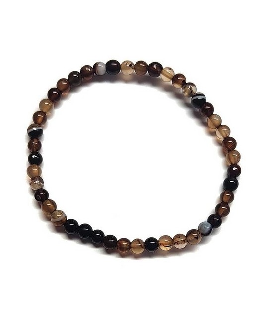 Pulsera elástica muy fina compuesta de cuentas de ágata de 4 mm de diámetro.

Presentado en una lámina de cartón que muestra 