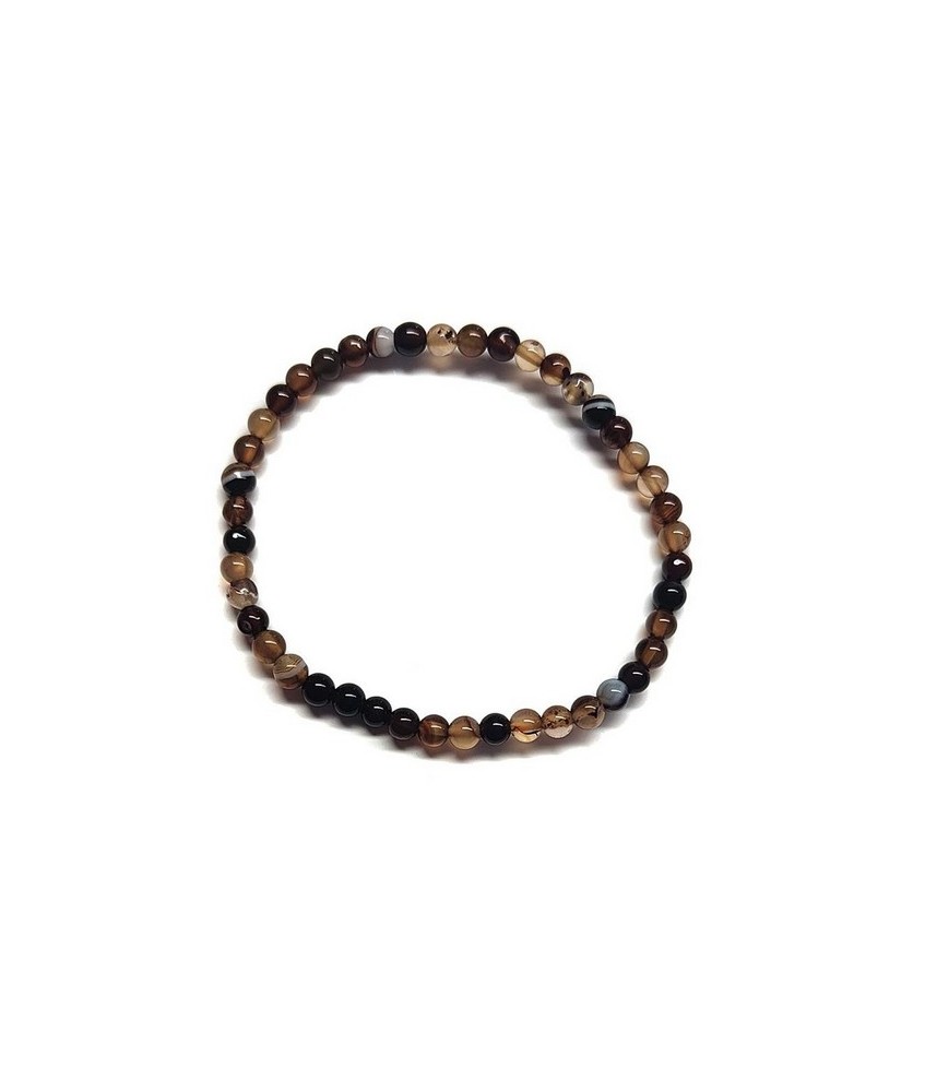 Pulsera elástica muy fina compuesta de cuentas de ágata de 4 mm de diámetro.

Presentado en una lámina de cartón que muestra 