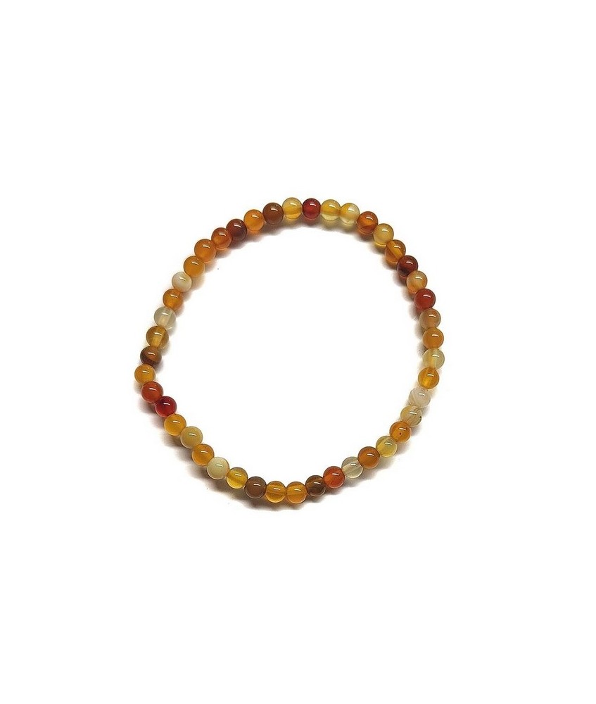 Pulsera elástica muy fina compuesta de cuentas de ágata de 4 mm de diámetro.

Presentado en una lámina de cartón que muestra 