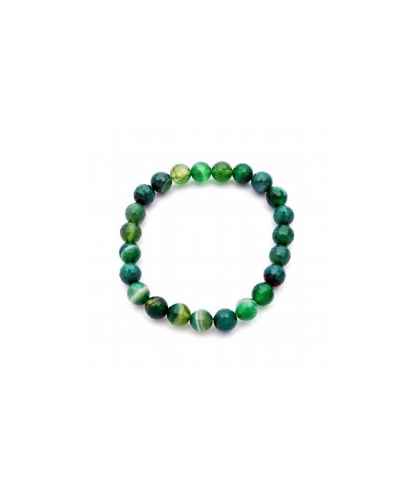 Pulsera elástica muy fina compuesta de cuentas de ágata de 6 mm de diámetro.

Presentado en una lámina de cartón que muestra 