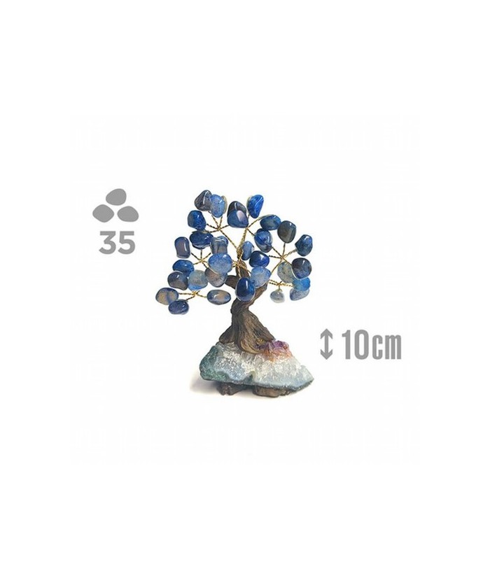 Árbol compuesto de 35 piedras de Agata Azul (de 1cm aprox).

Base de drusa de Amatista.

Medida: 10cm de alto aprox.
