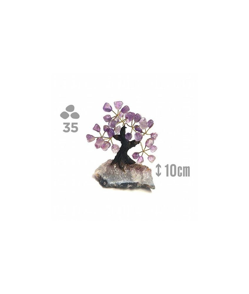 Árbol compuesto de 35 piedras de Amatista (de 1cm aprox).

Base de drusa de Amatista.

Medida: 10cm de alto aprox.