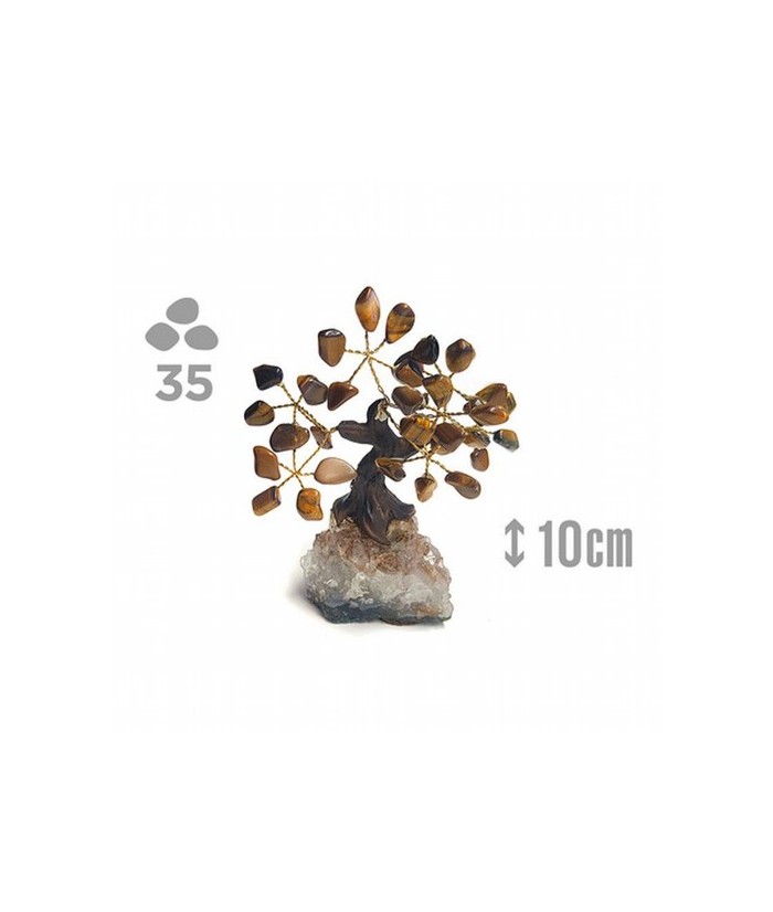 Árbol compuesto de 35 piedras de Ojo de Tigre (de 1cm aprox).

Base de drusa de Amatista.

Medida: 10cm de alto aprox.

 