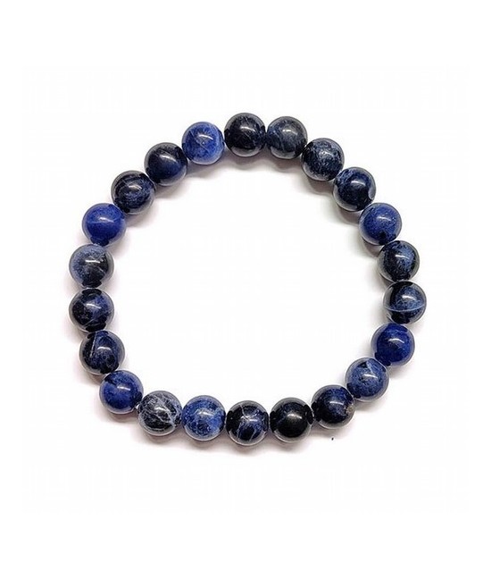 Pulsera elástica muy fina compuesta de cuentas de 8 mm de diámetro.

Presentado en una lámina de cartón que muestra el nombre