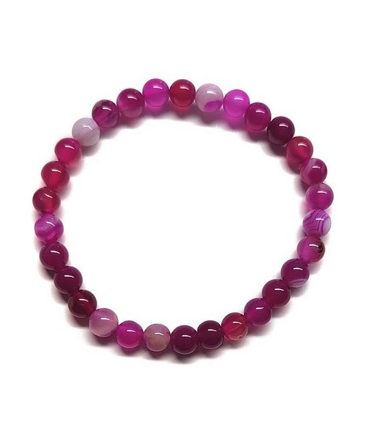 Pulsera elástica muy fina compuesta de cuentas de ágata de 6 mm de diámetro.

Presentado en una lámina de cartón que muestra 