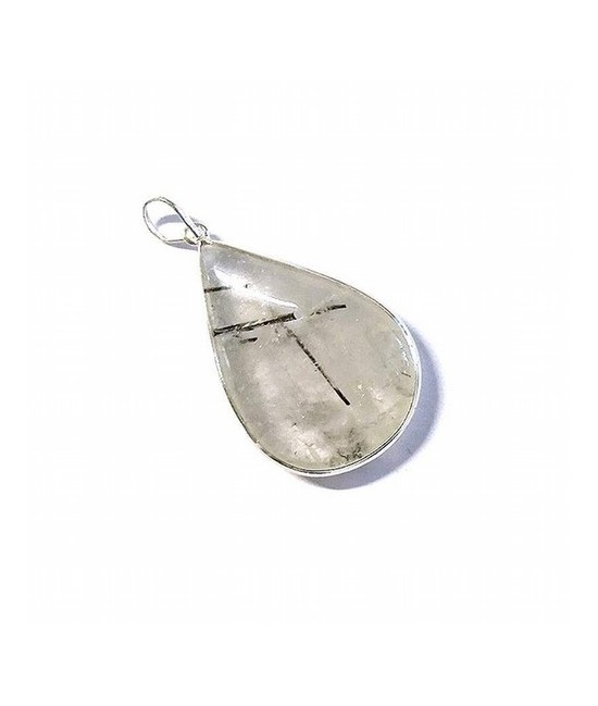 Colgante de Cuarzo Rutilado con Turmalina en forma de lagrima, bordeado y engarzado en plata.

Tamaño: 3 x 2 cm aprox.