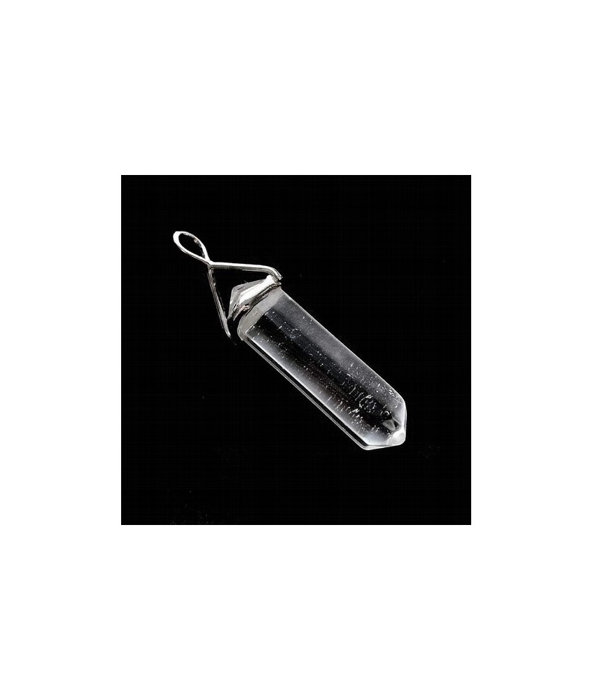 Colgante Punta Biterminada de Cristal de Roca.

Total tamaño colgante: 4.5 cm aprox.

Con engarce fijo en plata.