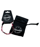 TRI.PULSERA AGATA NEGRA TEÑIDA ROSA BOLA 4 MM.