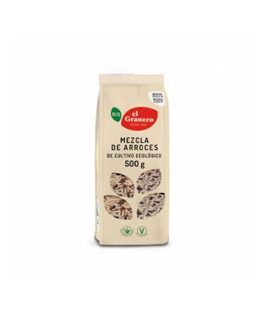 MEZCLA DE ARROCES BIO, 500 g
Ref. 014856

Ingredientes: 75% arroz basmati integral*, 25% (arroz rojo* y arroz negro*). Puede