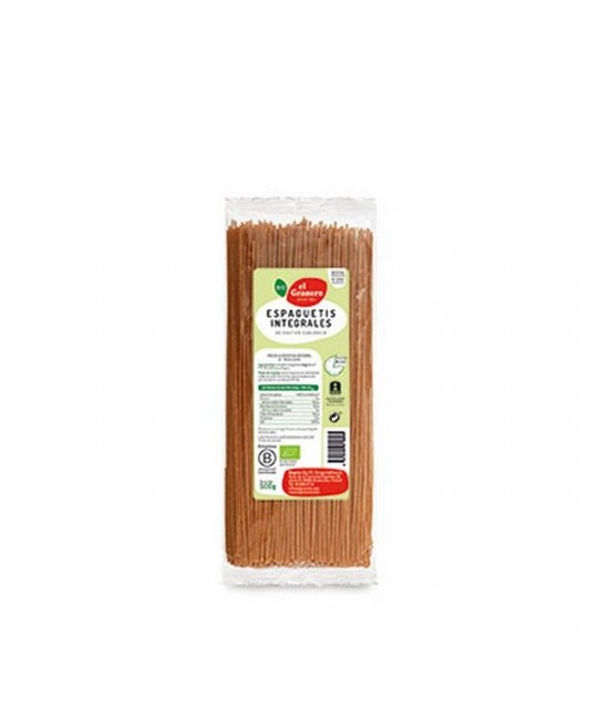 
ESPAGUETIS INTEGRALES BIO, 500 g
Ref. 011808

Ingredientes: sémola integral de trigo duro*. Contiene gluten.
(*)=De culti