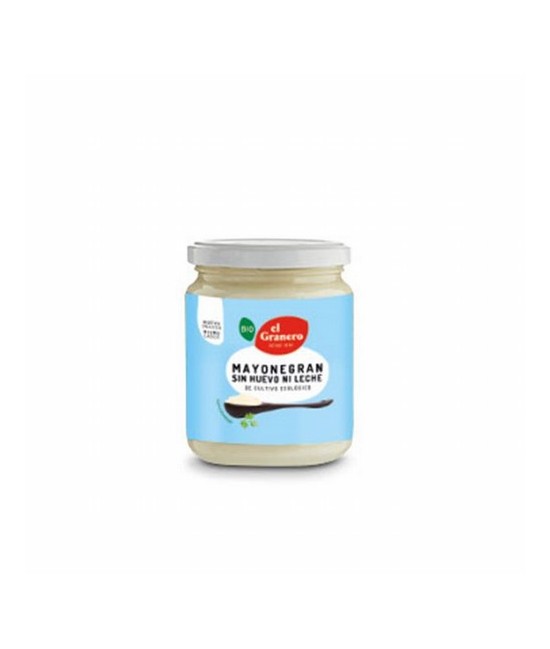 MAYONEGRAN MAYONESA SIN HUEVO BIO, 245 g
Ref. 015905

Ingredientes: aceite de girasol*, agua, azúcar de caña integral*, vina